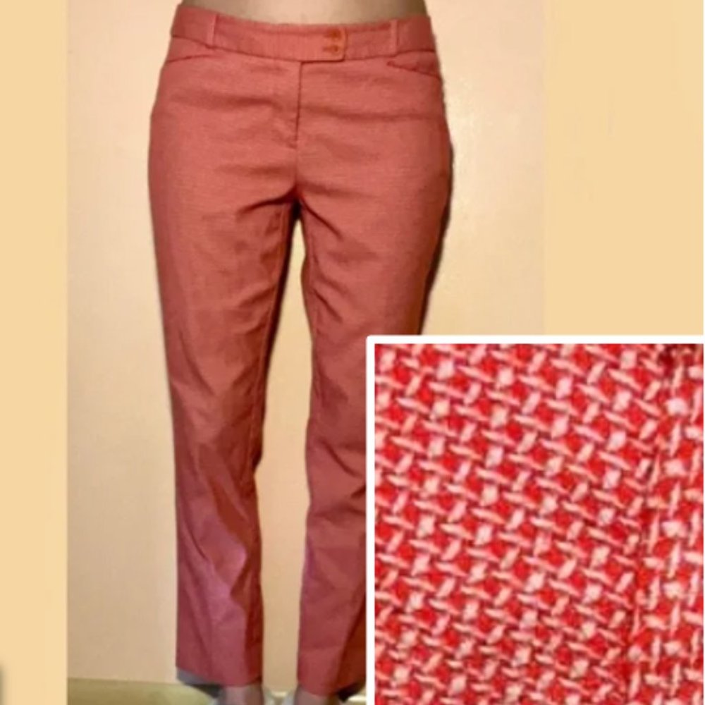 The Limited Retro Coral Pattern Straight Leg Office Pants